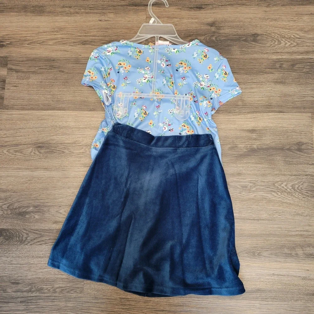 NWT Rmla Girls‎ Outfit Set Floral Top Corduroy Skirt Blue Cute Size 12